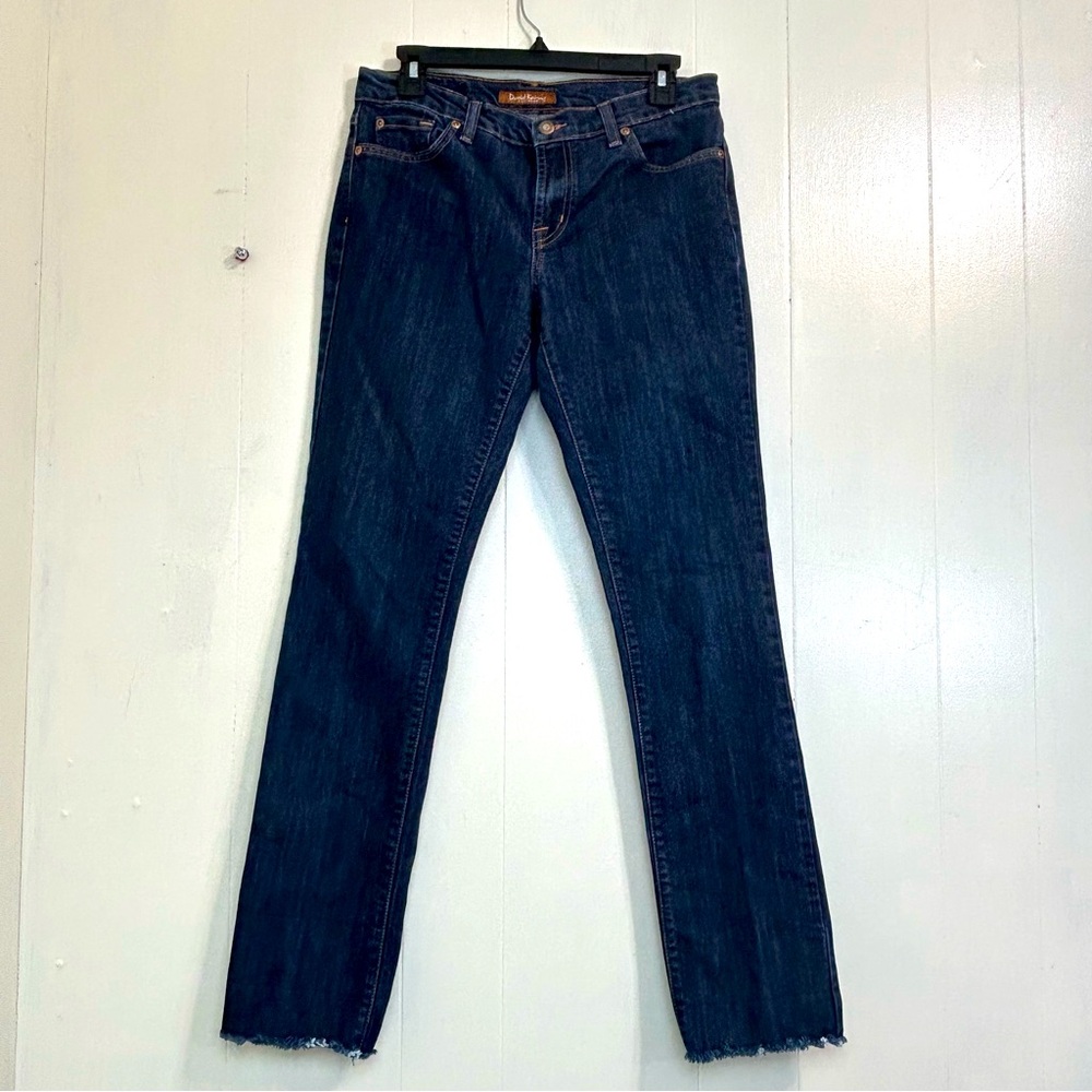 David Kahn Denim Dark Blue Distressed Hem Low Rise Ankle Jeans Size 29.